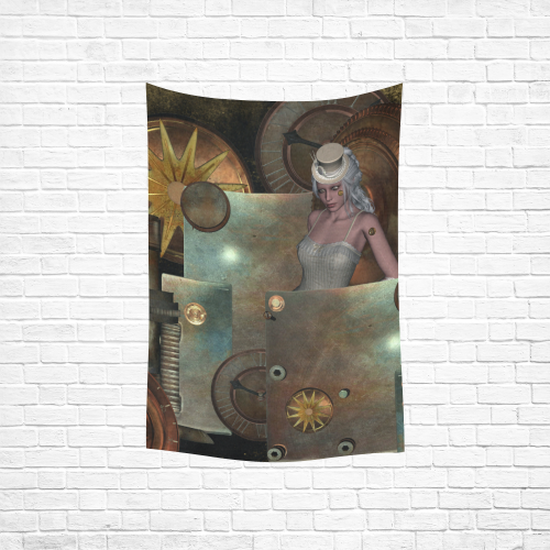 Steampunk, rusty metal and clocks and gears Cotton Linen Wall Tapestry 40"x 60"