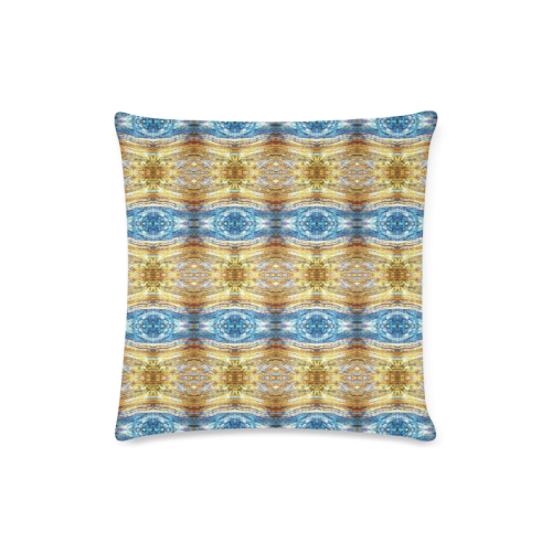 Gold and Blue Elegant Pattern Custom Zippered Pillow Case 16"x16"(Twin Sides)