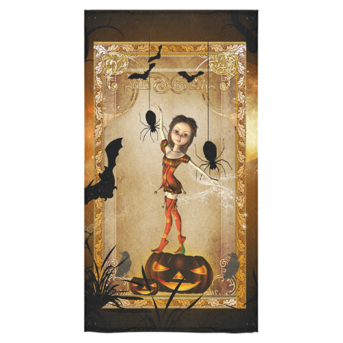 Halloween, cute girl with spiders and pumpkin Bath Towel 30"x56"