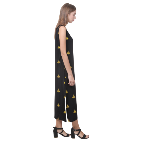 Gold Christmas Tree with Star Phaedra Sleeveless Open Fork Long Dress (Model D08)