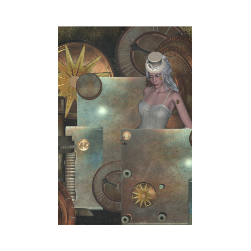 Steampunk, rusty metal and clocks and gears Cotton Linen Wall Tapestry 60"x 90"
