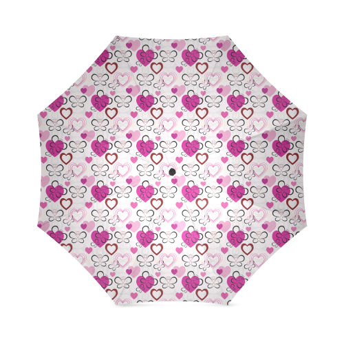 Heart And Butterfly Pattern Foldable Umbrella (Model U01)