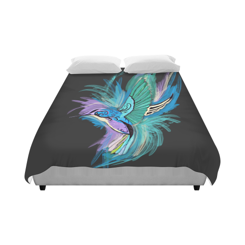 Handpainted Hummingbird Watercolor on Black Duvet Cover 86"x70" ( All-over-print)