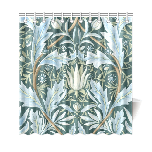 William Morris Blue Green Floral Shower Curtain 69"x72"
