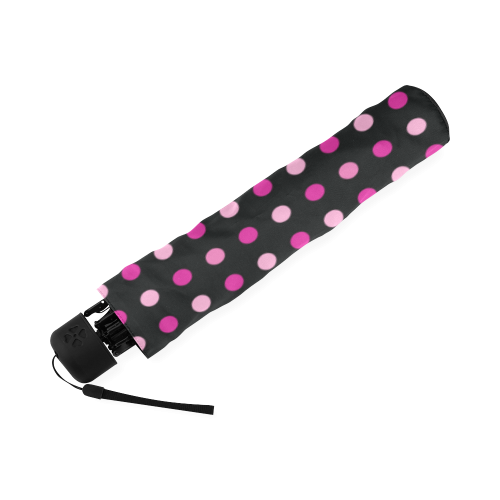 Black With Pink Dots Pattern Foldable Umbrella (Model U01)