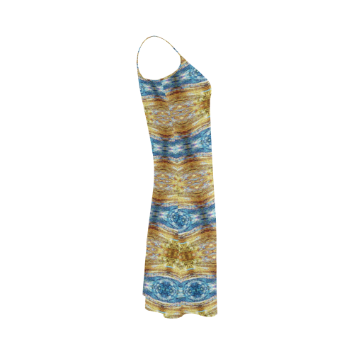 Gold and Blue Elegant Pattern Alcestis Slip Dress (Model D05)