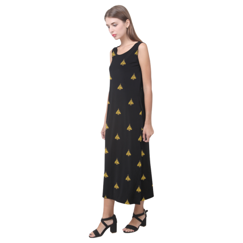 Gold Christmas Tree with Star Phaedra Sleeveless Open Fork Long Dress (Model D08)