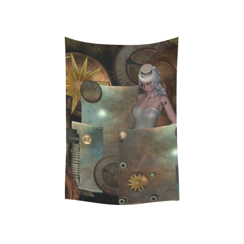 Steampunk, rusty metal and clocks and gears Cotton Linen Wall Tapestry 40"x 60"