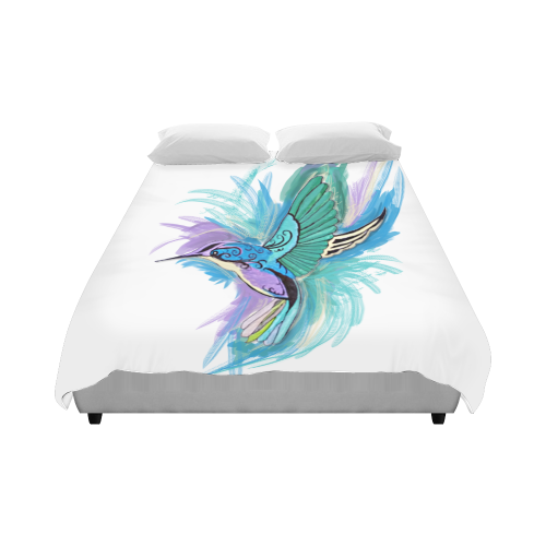 Handpainted Hummingbird Watercolor Duvet Cover 86"x70" ( All-over-print)