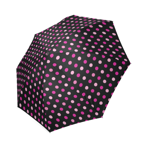 Black With Pink Dots Pattern Foldable Umbrella (Model U01)