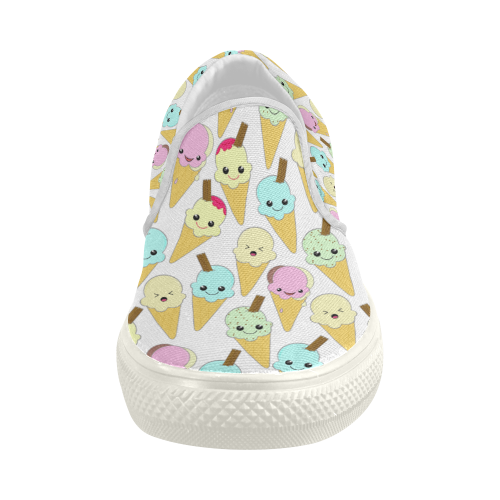 Kawaii Ice Cream Collage by ArtformDesigns Women's Slip-on Canvas Shoes (Model 019)