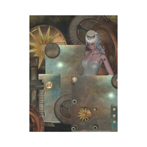 Steampunk, rusty metal and clocks and gears Cotton Linen Wall Tapestry 60"x 80"