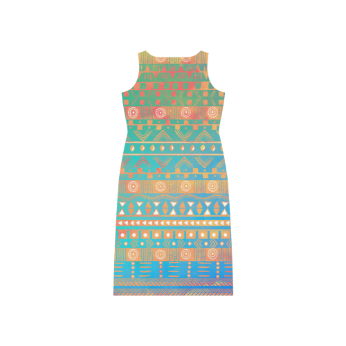 Inspired Aztec Pattern-2 Phaedra Sleeveless Open Fork Long Dress (Model D08)