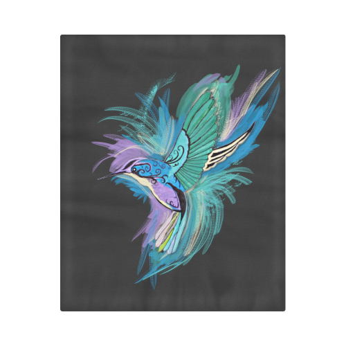 Handpainted Hummingbird Watercolor on Black Duvet Cover 86"x70" ( All-over-print)