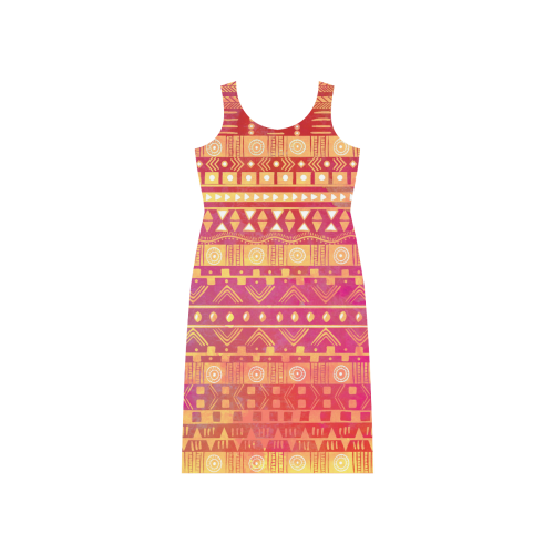 Inspired Aztec Pattern Phaedra Sleeveless Open Fork Long Dress (Model D08)