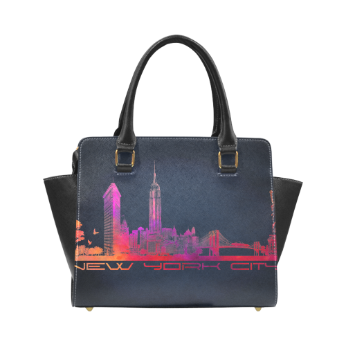 New York City skyline 4 Rivet Shoulder Handbag (Model 1645)