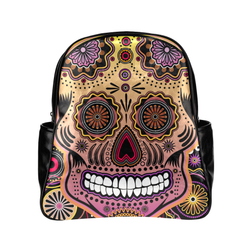 candy sugar skull Multi-Pockets Backpack (Model 1636)