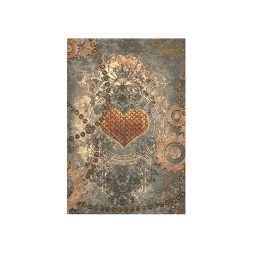 Steampuink, rusty heart with clocks and gears Cotton Linen Wall Tapestry 40"x 60"