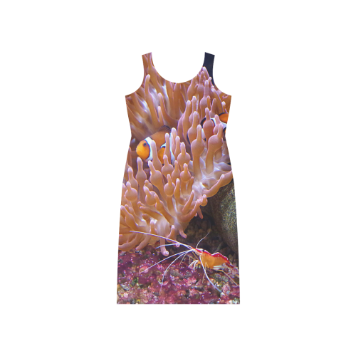 Coral And Clownfish Phaedra Sleeveless Open Fork Long Dress (Model D08)