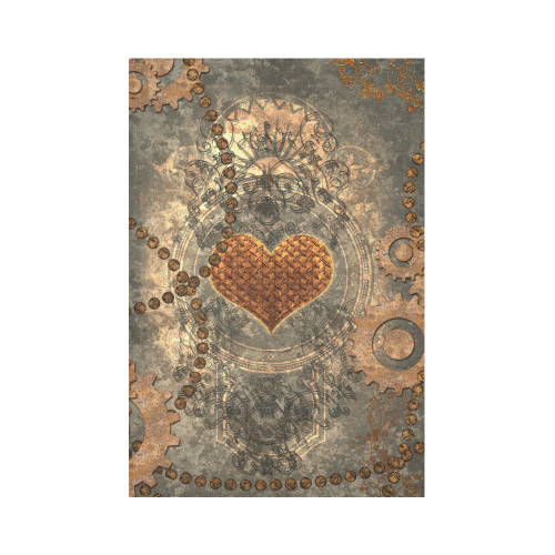 Steampuink, rusty heart with clocks and gears Cotton Linen Wall Tapestry 60"x 90"