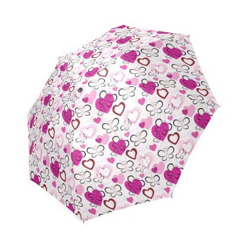 Heart And Butterfly Pattern Foldable Umbrella (Model U01)