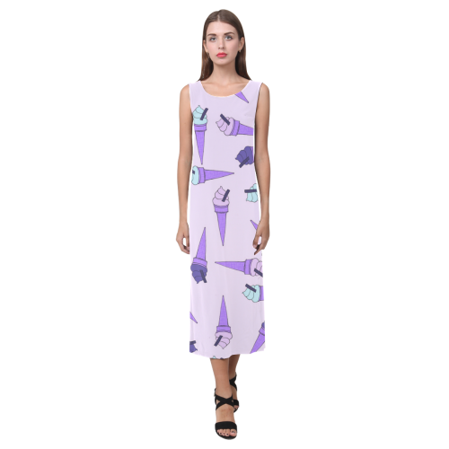 Purple Ice Cream Fun Phaedra Sleeveless Open Fork Long Dress (Model D08)