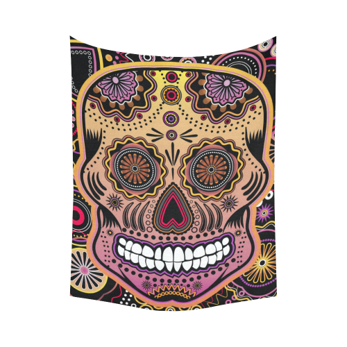 candy sugar skull Cotton Linen Wall Tapestry 60"x 80"