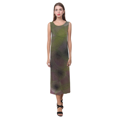 Abstract Circles Phaedra Sleeveless Open Fork Long Dress (Model D08)
