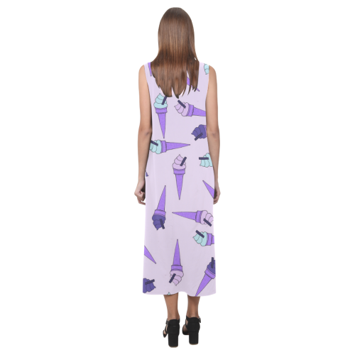 Purple Ice Cream Fun Phaedra Sleeveless Open Fork Long Dress (Model D08)