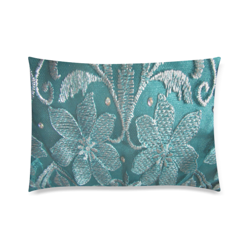 Silver on green embroidery Custom Zippered Pillow Case 20"x30" (one side)