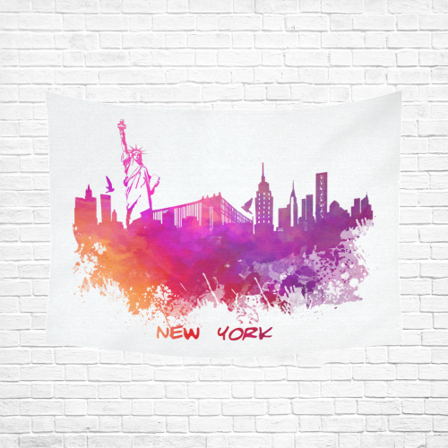 New York City skyline 7 Cotton Linen Wall Tapestry 80"x 60"