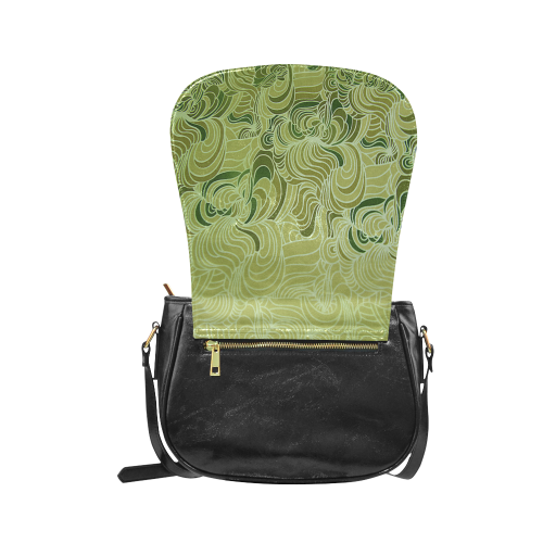 Green doodle drawing tones Classic Saddle Bag/Large (Model 1648)