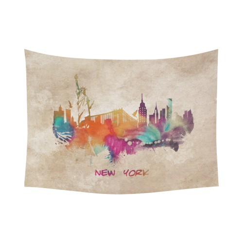 New York City skyline 1 Cotton Linen Wall Tapestry 80"x 60"