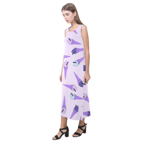 Purple Ice Cream Fun Phaedra Sleeveless Open Fork Long Dress (Model D08)