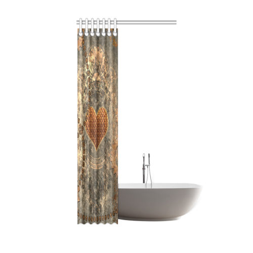 Steampuink, rusty heart with clocks and gears Shower Curtain 36"x72"