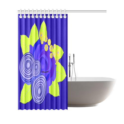 Indigo Watercolor Roses Floral Shower Curtain 69"x72"