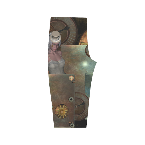 Steampunk, rusty metal and clocks and gears Hestia Cropped Leggings (Model L03)