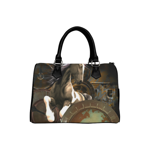 Steampunk, awesome horse with clocks and gears Boston Handbag (Model 1621)