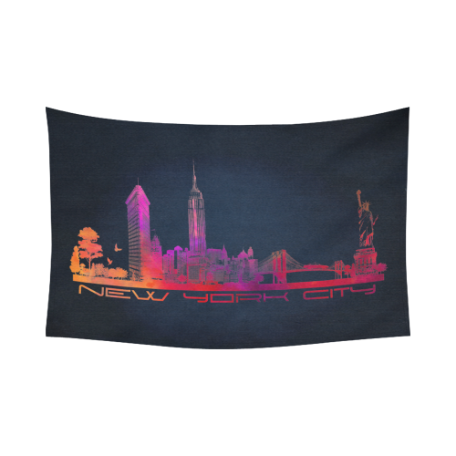 New York City skyline 4 Cotton Linen Wall Tapestry 90"x 60"