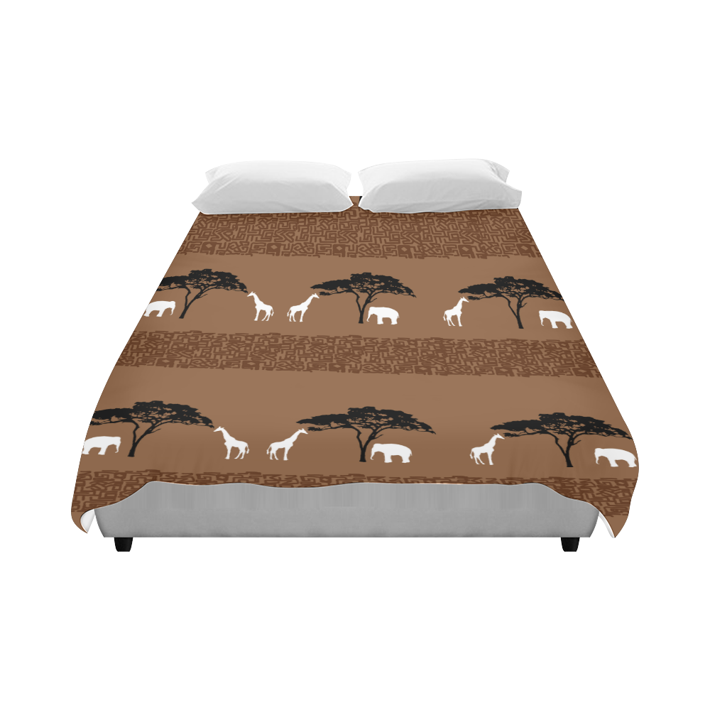 Elephant and Giraffe Safari Duvet Cover 86"x70" ( Alloverprint) ID