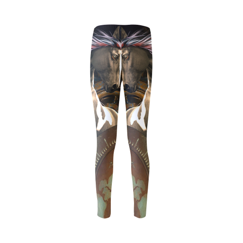 Steampunk, awesome horse with clocks and gears Cassandra Women's Leggings (Model L01)