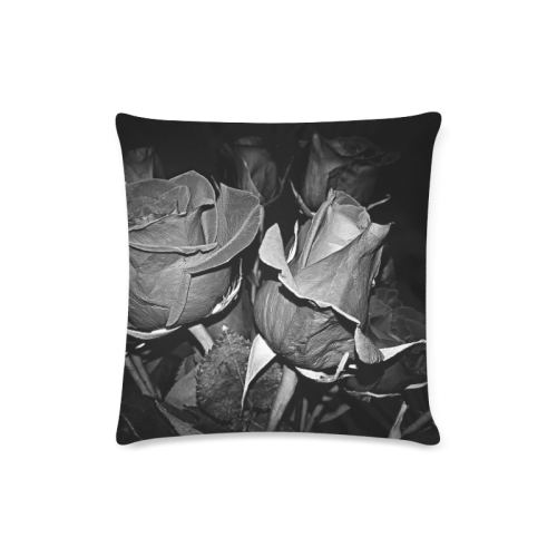 B&W Roses Custom Zippered Pillow Case 16"x16"(Twin Sides)