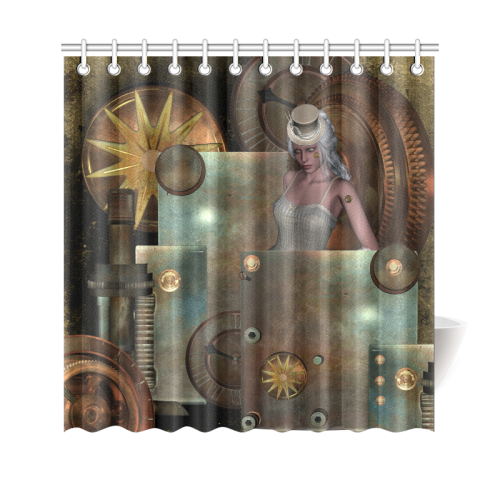 Steampunk, rusty metal and clocks and gears Shower Curtain 69"x70"