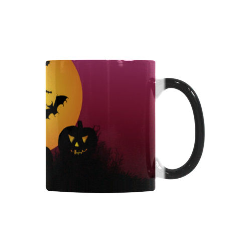 Spooky Halloween pumpkins and bats in pink Custom Morphing Mug