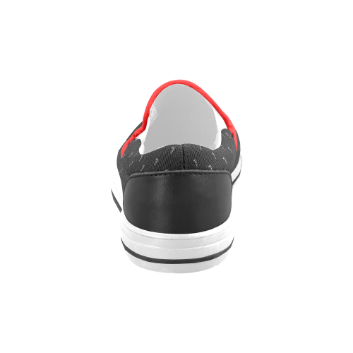 HOLIDAYS +: Silver Candycanes on Black Men's Slip-on Canvas Shoes (Model 019)