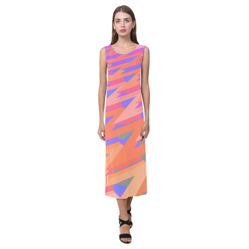 3-D Pastel Chevrons Phaedra Sleeveless Open Fork Long Dress (Model D08)