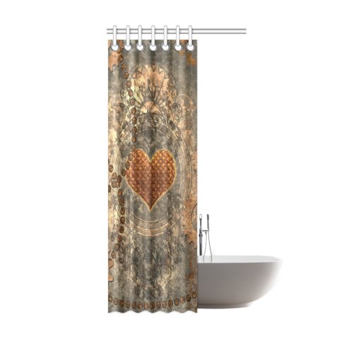 Steampuink, rusty heart with clocks and gears Shower Curtain 36"x72"