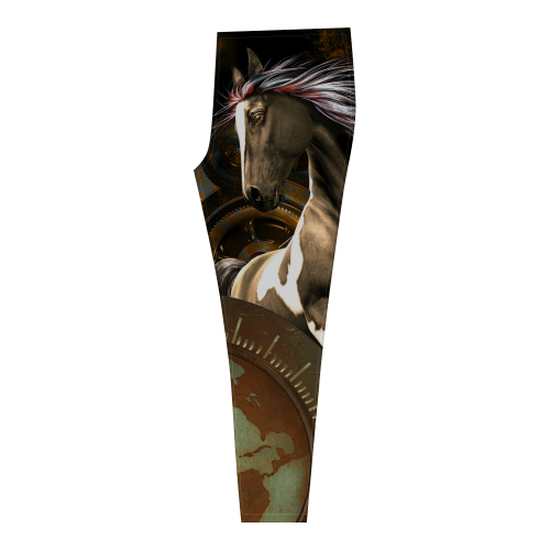 Steampunk, awesome horse with clocks and gears Cassandra Women's Leggings (Model L01)