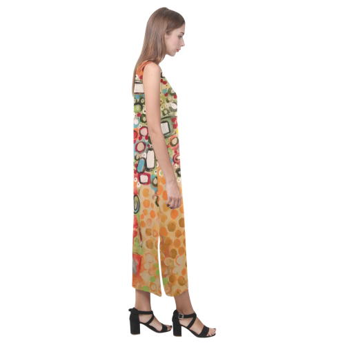 "BOUQUET OF JEWELS"-SLEEVELESS DRESS Phaedra Sleeveless Open Fork Long Dress (Model D08)