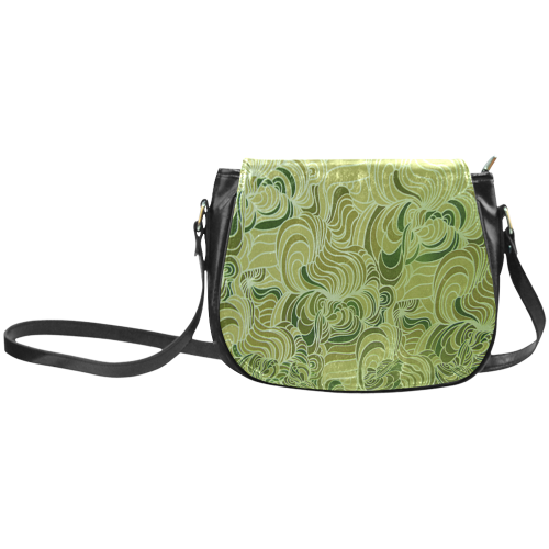 Green doodle drawing tones Classic Saddle Bag/Large (Model 1648)